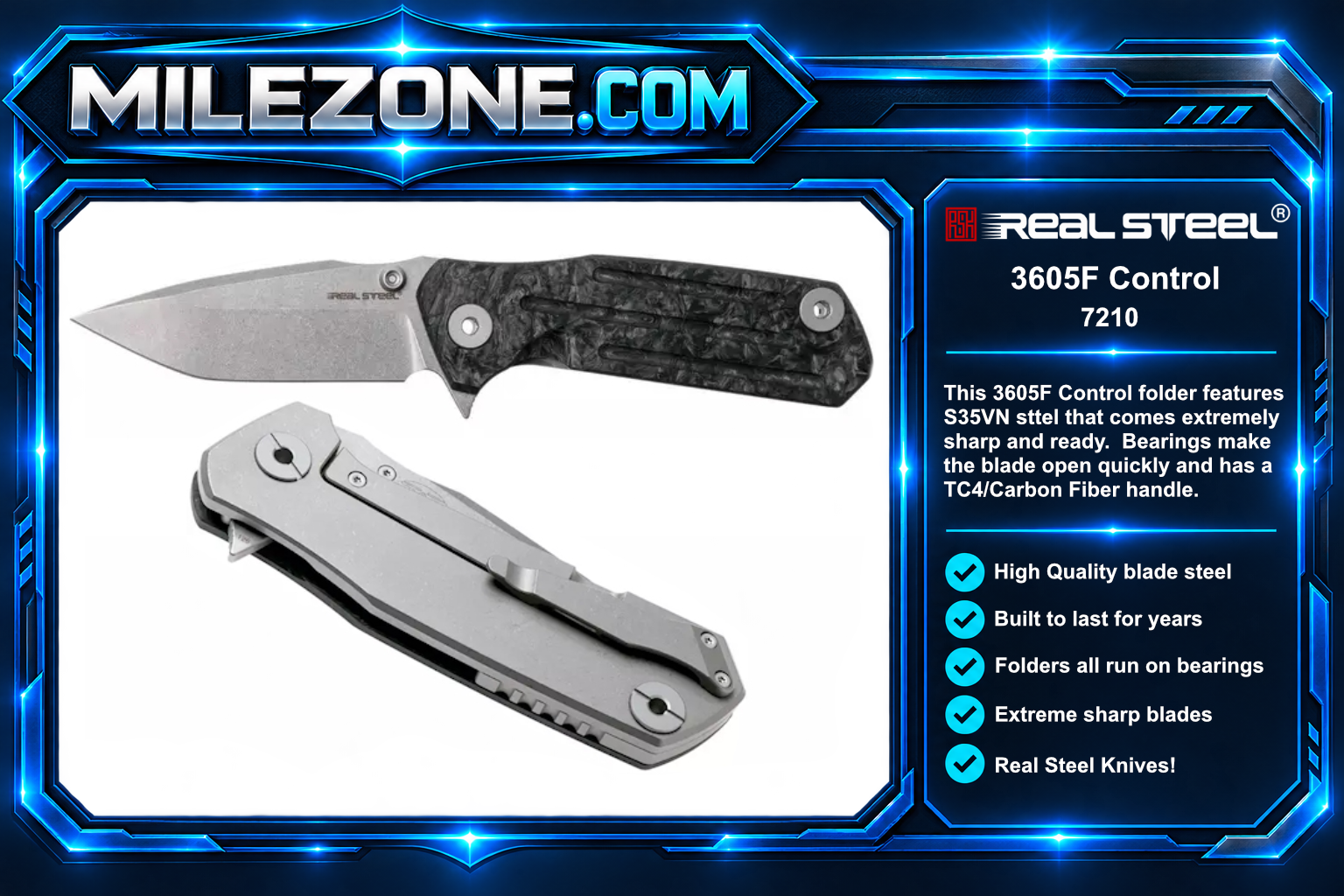 Real Steel Knives 3605F Control 7210