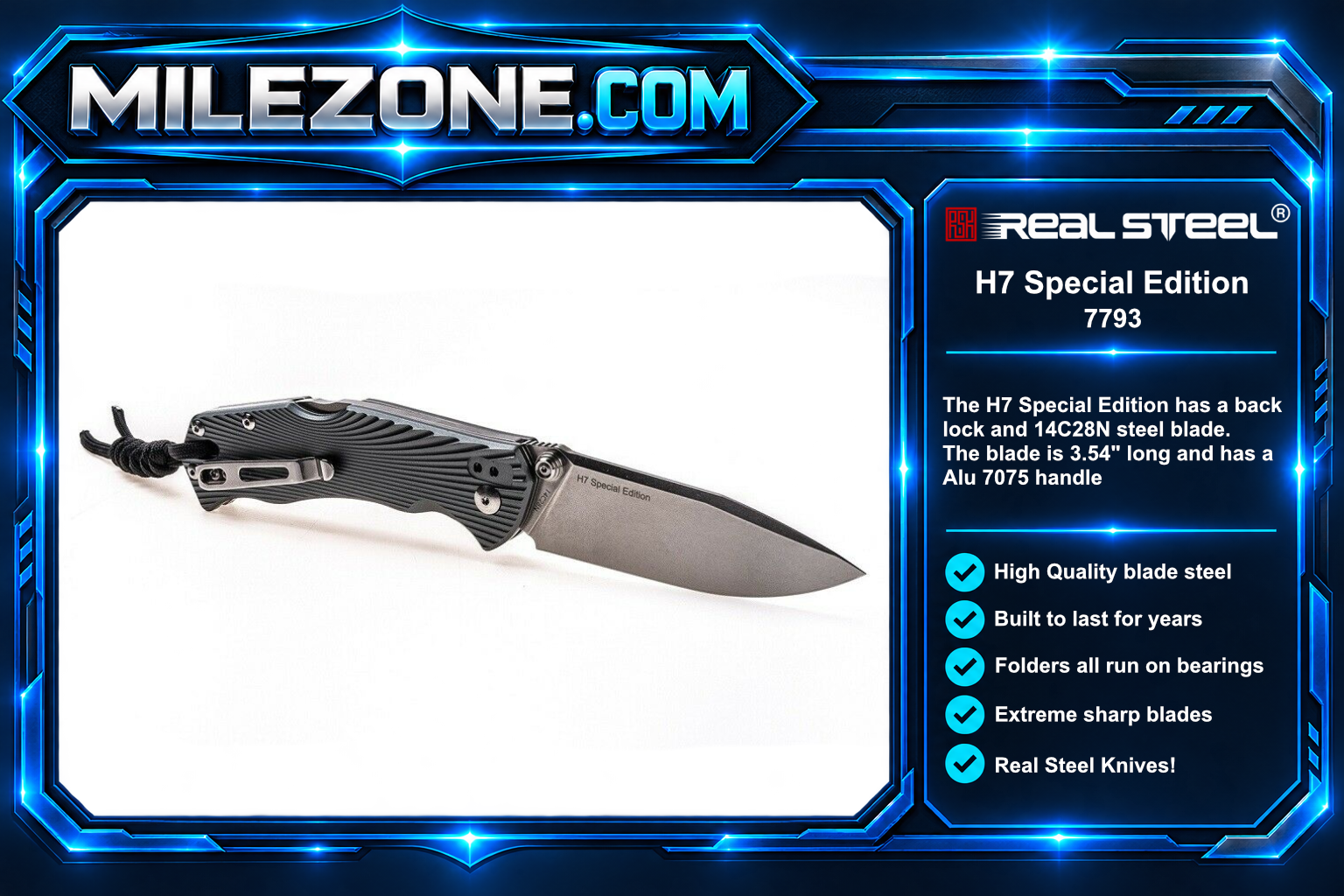 Real Steel Knives H7 Special Edition - Black 7793