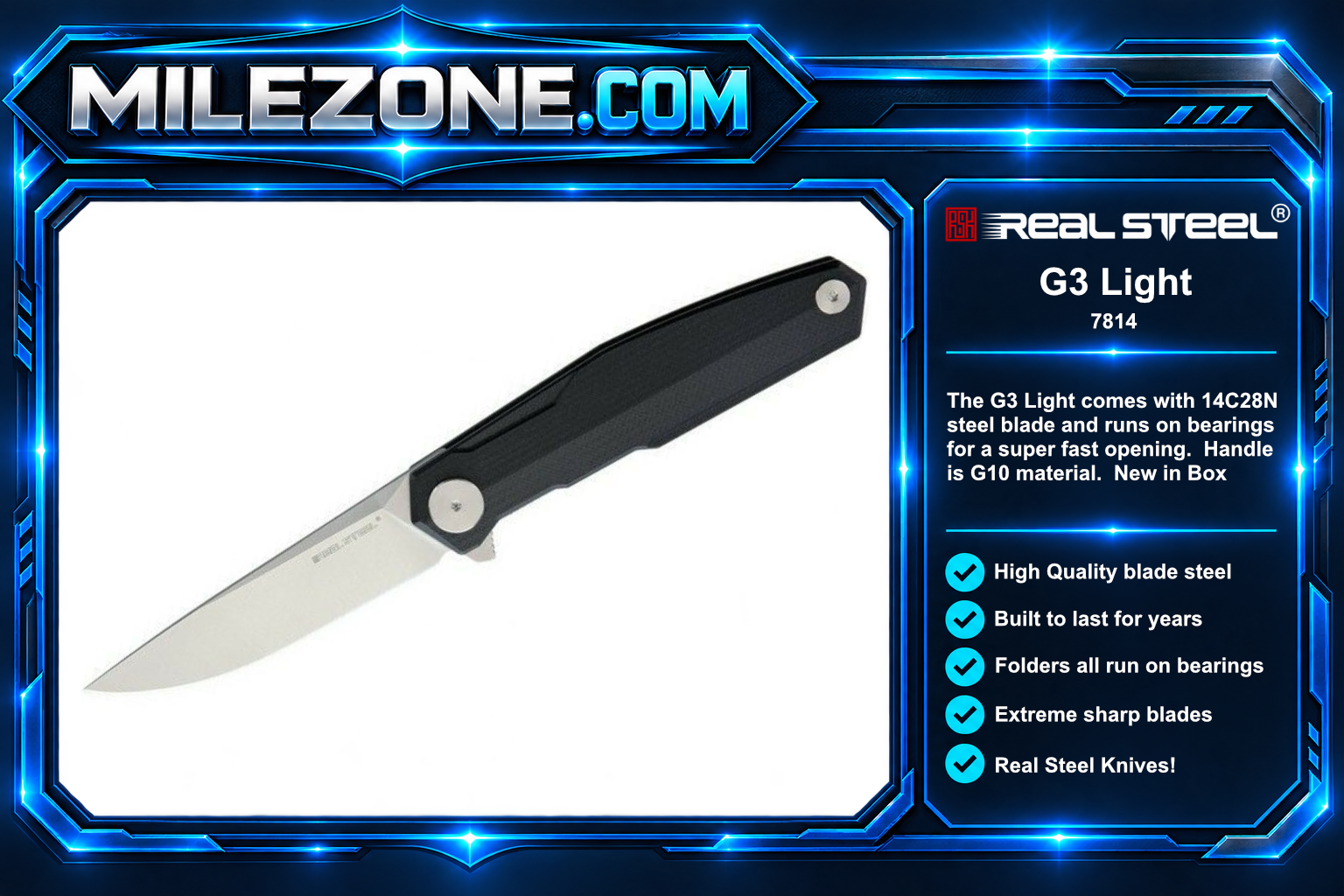 Real Steel Knives G3 Light - G10 Black  7814